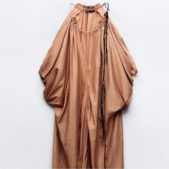 New Zara Kaftan Beaded Neckline Maxi Dress/Swim Beach Cover-Up  NWT XL - Picture 8 of 16